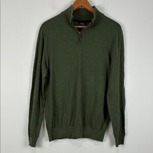 Daniel Hechter Men’s Large 1/4 Zip Sweater Green Cotton/Cashmere